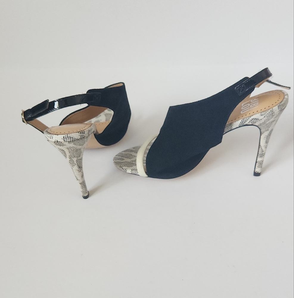 Bibi Lou Suede Leathet Sneak Print Heels - Picture 6 of 11